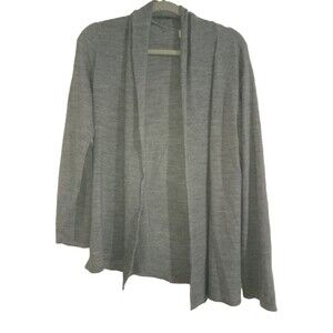 Sag Harbor Cardigan Sweater Woman's Extra Larg Gray Solid Open Front Long Sleeve